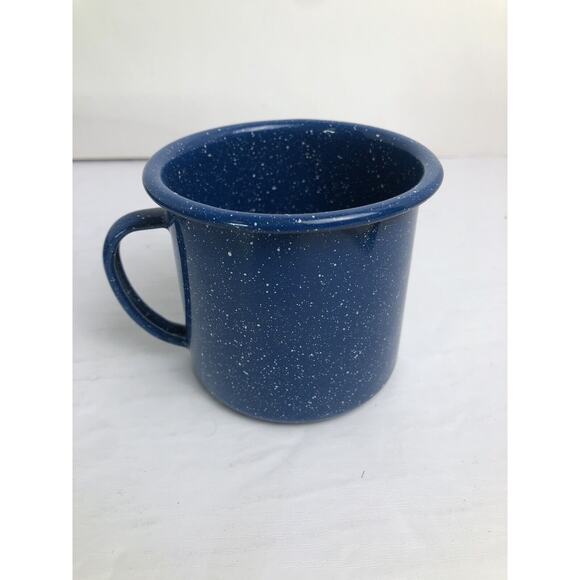 Enamelware Blue White Speckle Metal Outdoors Camping RV Cowboy 3 Bowls & 2 Cups - Picture 6 of 13